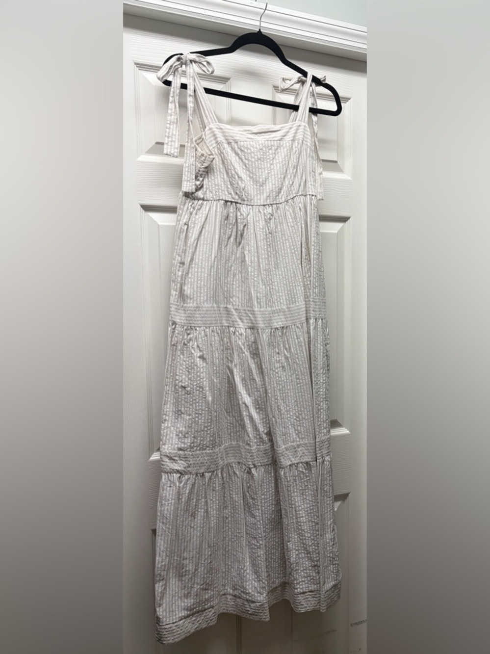 moodie Cream Light Tan Tiered Maxi Dress